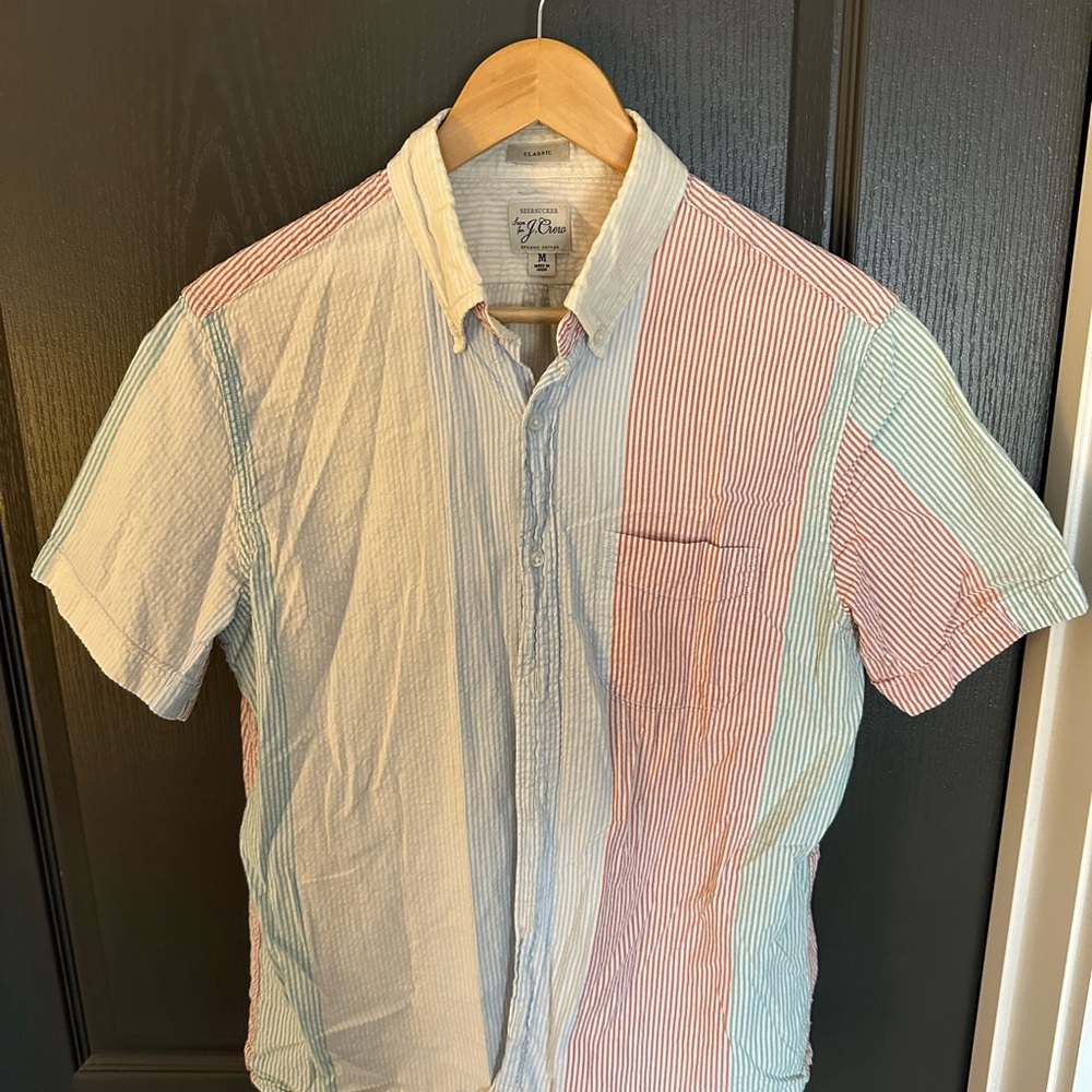 Men's Linen Multicolor Striped J.Crew Shirt